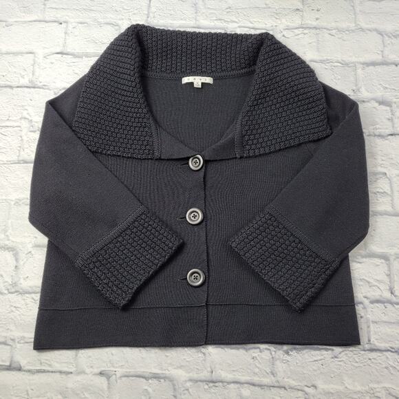 CAbi Black Jackie O Cropped Wool Blend Cardigan style #502 size Medium - Picture 2 of 16